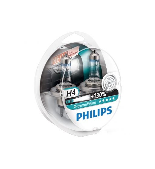 set 2 becuri auto far halogen philips h4 x-treme vision. +130%. 12v. 55w cod:00567028