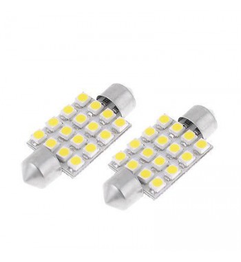 bec sofit 16 led smd 12v. lumina alba (11x39mm) (set 2 buc.) 85630