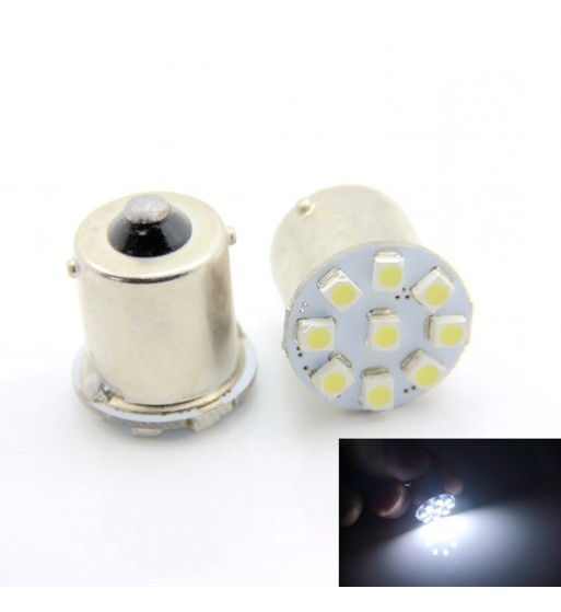 bec 9 led smd tip cireasa ba15s 12v lumina alba jsun52 (pret/set)