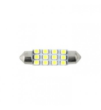 bec sofit rosu 12 led smd 12v (11x39mm) (set 2 buc.)