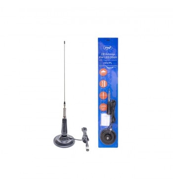 Antena CB PNI LED 2000, 90 cm, cu baza magnetica 145mm, 26-28 MHz, 500 Watt, ilumineaza in timpul emisiei