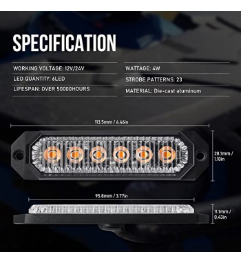 Lampa LED profesionala  stroboscopica 12V-24V  Cod: PZ-106T - Portocalie