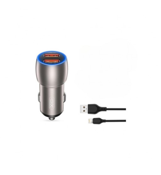 incarcator auto smart quick charge usb qc3.0 36w + cablu lightning compatibil iphone  cod: xo-cc52a