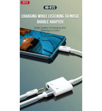 cablu adaptor 2 in 1: incarcare + jack 3.5mm compatibil lighting (iphone) cod:xo-nb-r172b