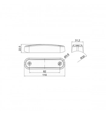 Lampa gabarit 110x30.5, LED, rosie, 12-36V, Cod:FT-045C Fristom