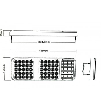 Lampa stop SMD 2002A Voltaj: 24V Nr. led-uri: 55 SMD Rezistenta la apa: IP66