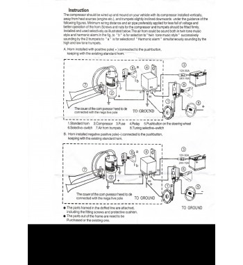 Claxon auto cu 3 pipe 12V  0012