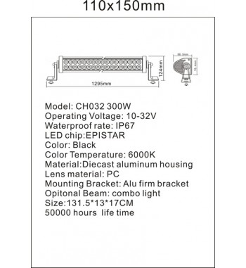 Proiector LED 12-24V CH032 300W Lumina COMBO curbat