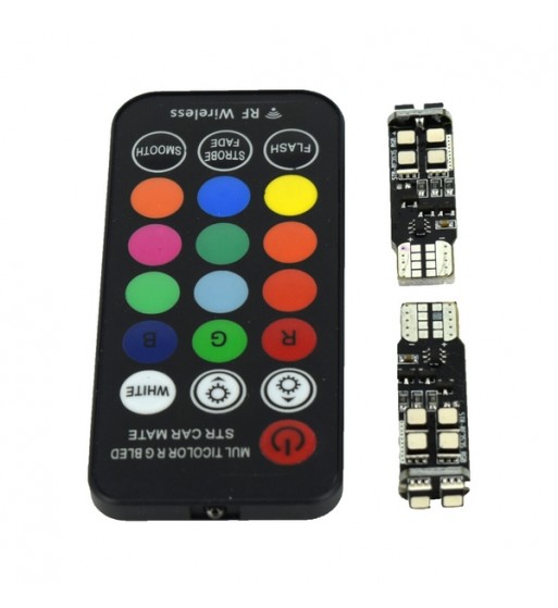 bec pozitie rgb cu telecomanda frecventa rf - t10. 10 led smd 2835 rgb 12v (pret/set)