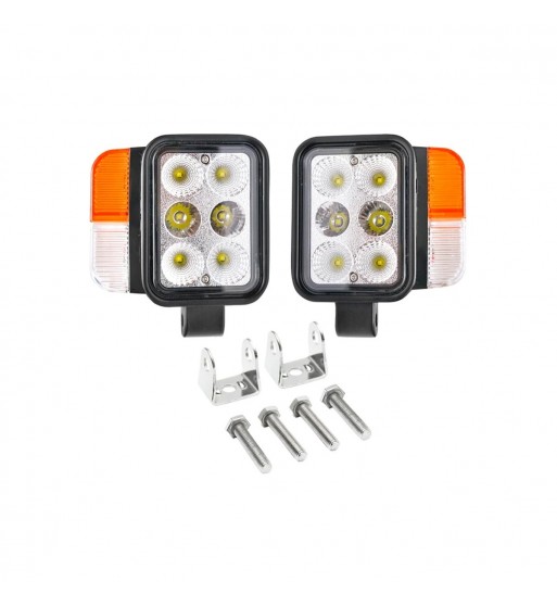 set faruri universale tractor stanga si dreapta cu led 10-80v. temperatura culoare 6000k. pozitii 3w led si semnalizare 