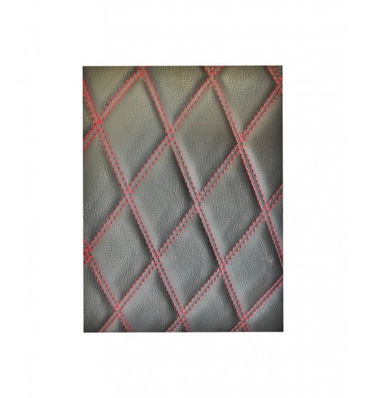 material imitatie piele tapiterie romb  negru/cusatura rosie 1.5mx1m cod:y01nr