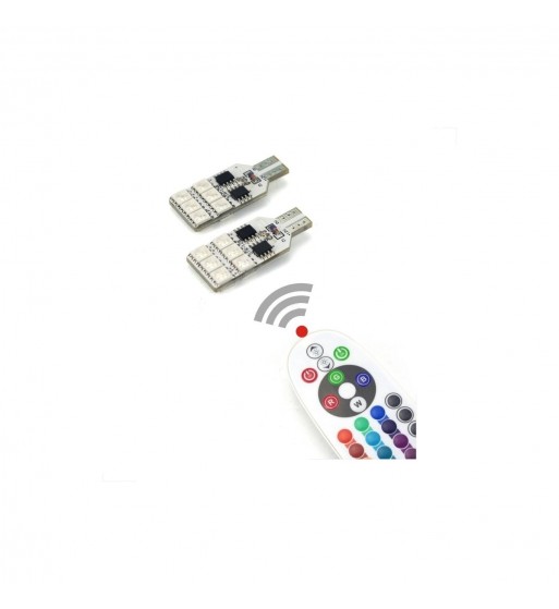 set 2 becuri pozitie rgb cu telecomanda  t10. 12 led smd 5050 rgb 12v