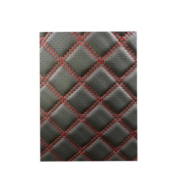 material imitatie piele tapiterie romb cu gaurele negru/cusatura rosie cod: y02nr