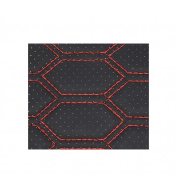 material imitatie piele tapiterie  hexagon cu gaurele  negru/cusatura rosie cod: y03nr