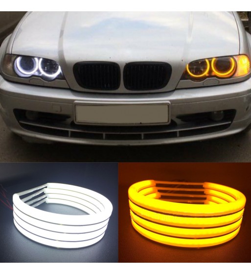 angel eyes cotton compatibil bmw e46 fara lupa. lumina: alba drl + semnalizare galbena  cod: h-cot-wy07