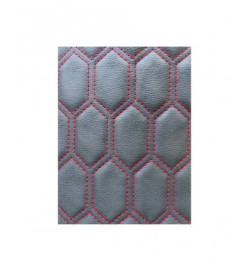 material imitatie piele tapiterie hexagon  negru /cusatura rosie  cod: y06nr