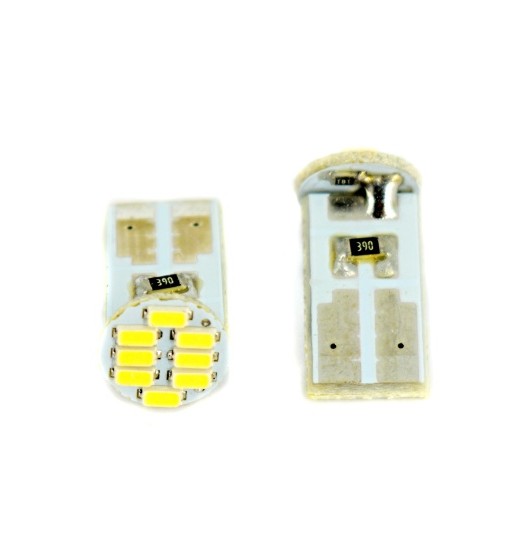 bec auto cu led t10 1206 cu 8 smd alb 12v jsun38