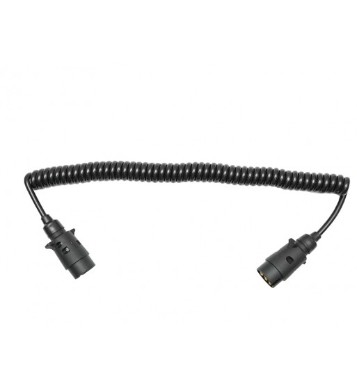 cablu spiral 2.5m cu 2 stechere tata din plastic. 7 pini pentru priza auto remorca disgb95