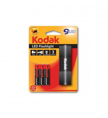 lanterna kodak  9 led-uri. 46 lumeni. raza de actiune  25 m. ip62.3 baterii aaa .diverse culori - negru