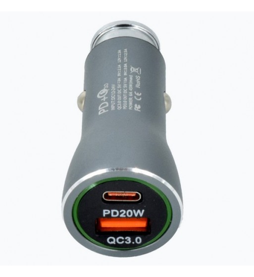 mufa incarcator auto tip c quick charge voltaj dual: 12v-24v  cod: pg296