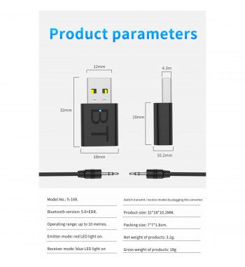 Kit receptor bluetooth 5.0  Cod: AUX660A