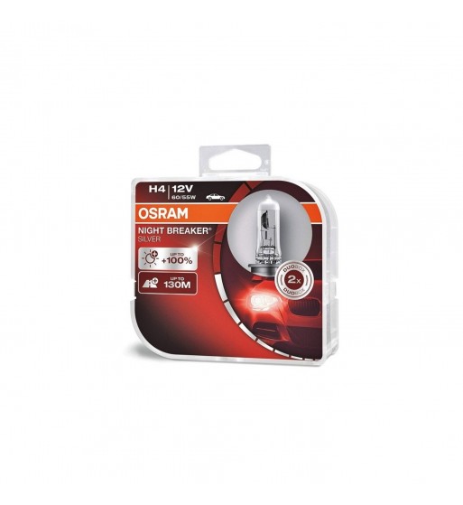 set 2 becuri auto osram h4 night breaker silver +100%. 60/55w. 12v  cod: 992337