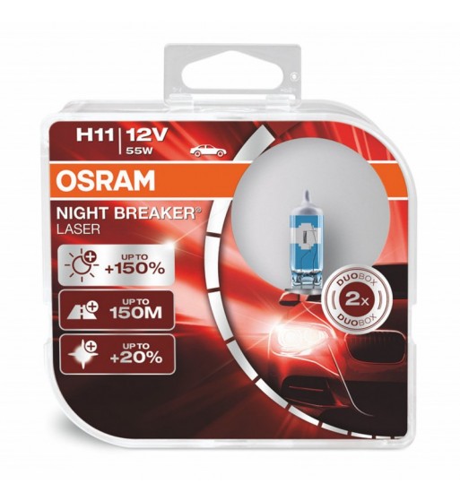 set 2 becuri auto far osram h11 night breaker laser +150% - next generation.114356