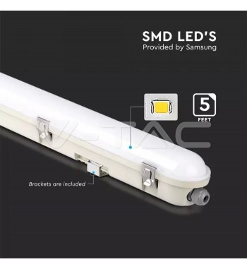 Lampa LED Rezistenta la Apa Seria-M 1500mm 48W 4000K Milky Cover SS Clip 120lm-W COD: 20215