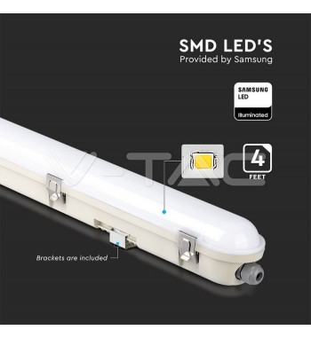 Lampa LED Rezistenta la Apa Seria M 1200mm 36W 4000K Milky Cover SS Clip 120 lm-W COD: 20217