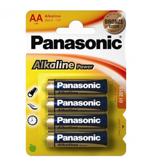 set 4 baterii panasonic alkaline power r6 aa