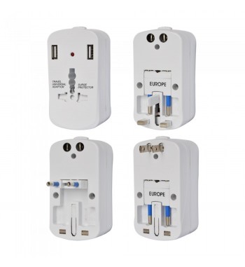 ADAPTOR UNIVERSAL PRIZA V-TAC (UK,US,EU) CU PROTECTIE SI 2USB 2.1A COD: 8704