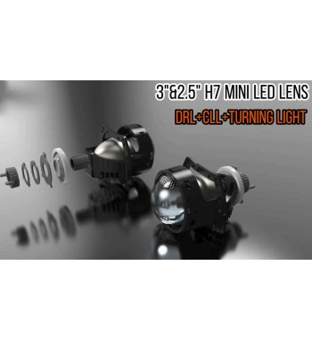 set lupe led far 12v cu functie de lumina de zi drl si semnalizare 6000k cod: nvel-lens-drl01