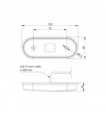 Lampa gabarit 118x46, LED, galbena, 12-36V,   Fristom Cod: FT-020-Z