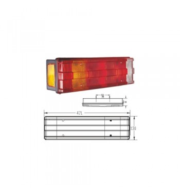 Lampa stop camion remorca  cu cablaj 5 functii  Cod: 326031-K