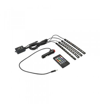 Kit lumini ambientale interior auto RGB LED 12V-6A cu telecomanda Cod: BK80028