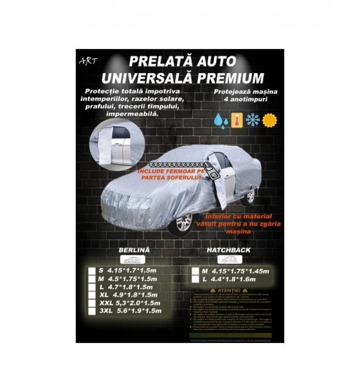 prelata premium pentru hatchback. marimea l (4.4x1.8.x1.6m)