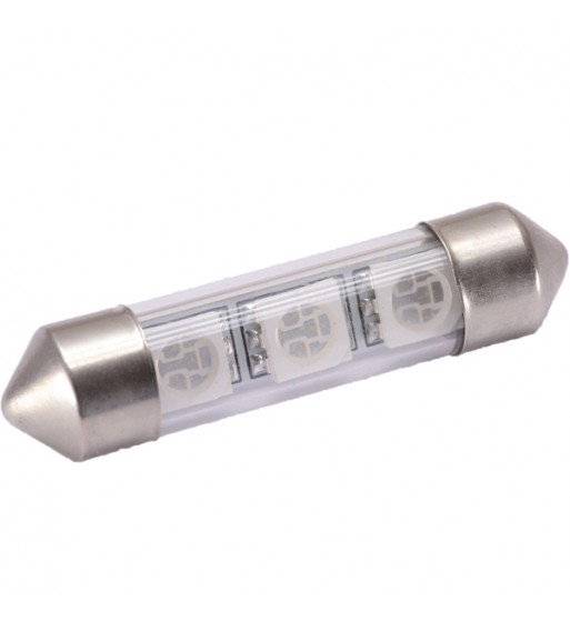 bec led sofit 42mm 3 smd 5050 12v alba calda 3000k canbus cod: pt84