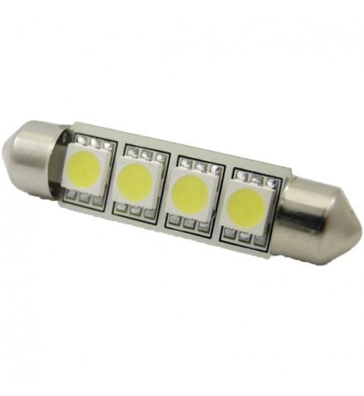 bec led sofit 42mm 4 smd 5050 12v rosu  cod: pt72